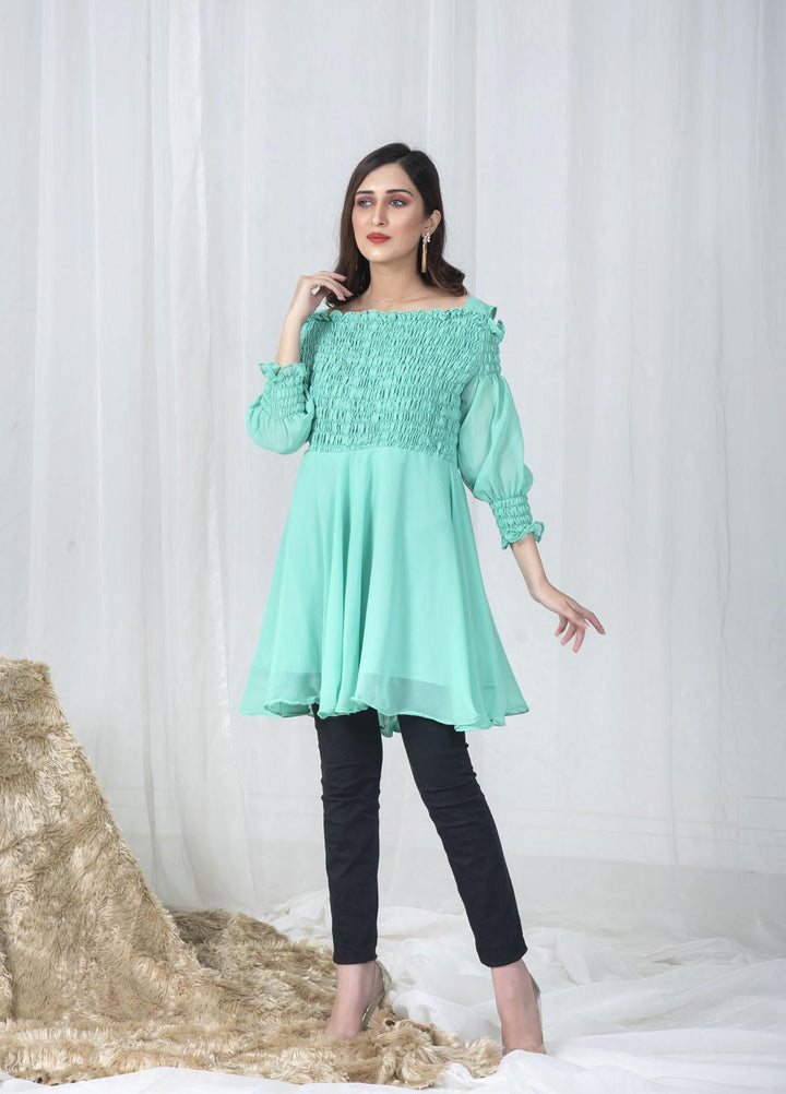 Nazmina Pret Casual Chiffon Top NZ23SSP AB-63 Smoked Pistachio Top