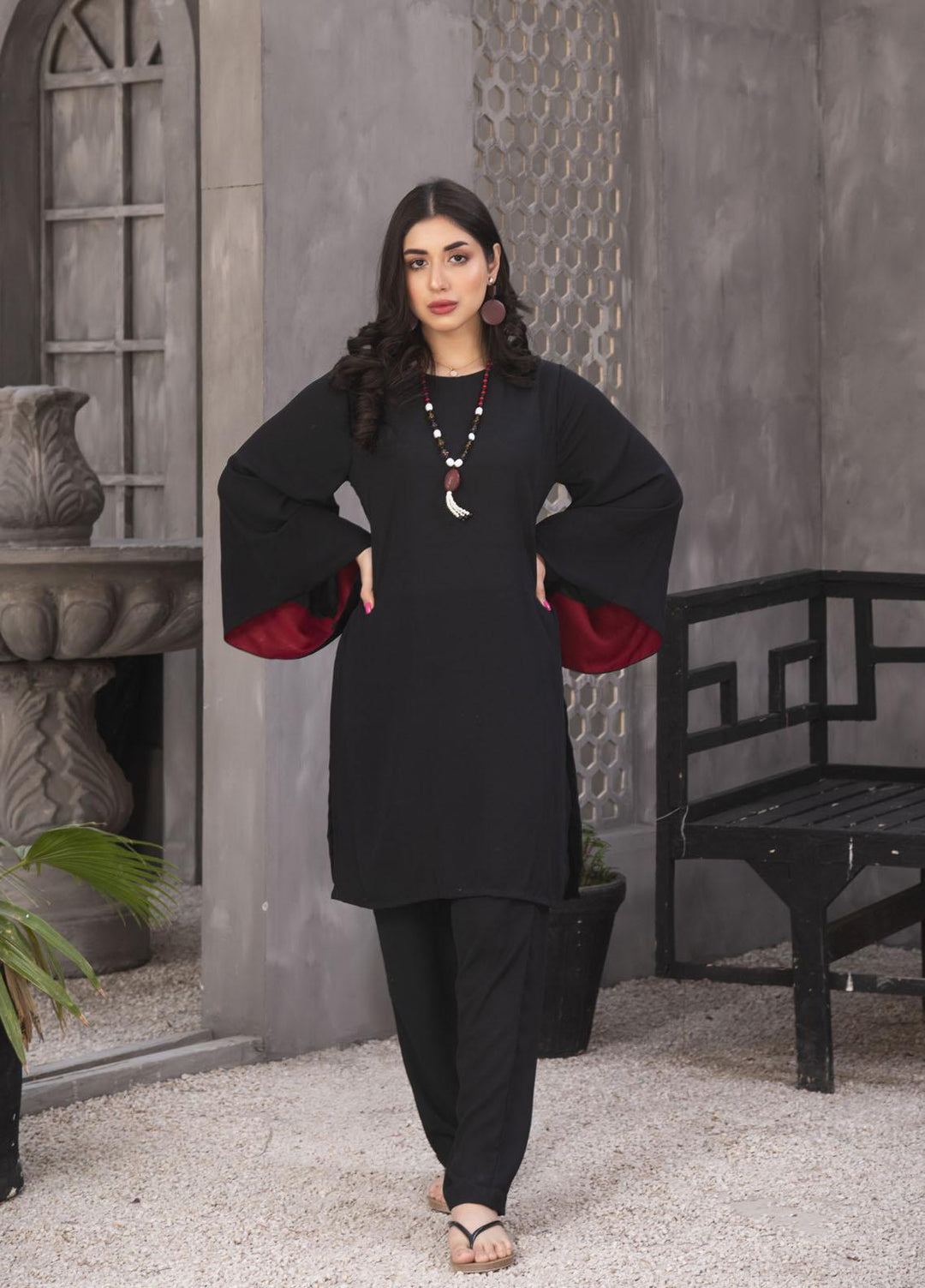 Nazmina Casual Pret  Georgette 2 Piece Dress NZ23SP KP-249 Dark Pitch
