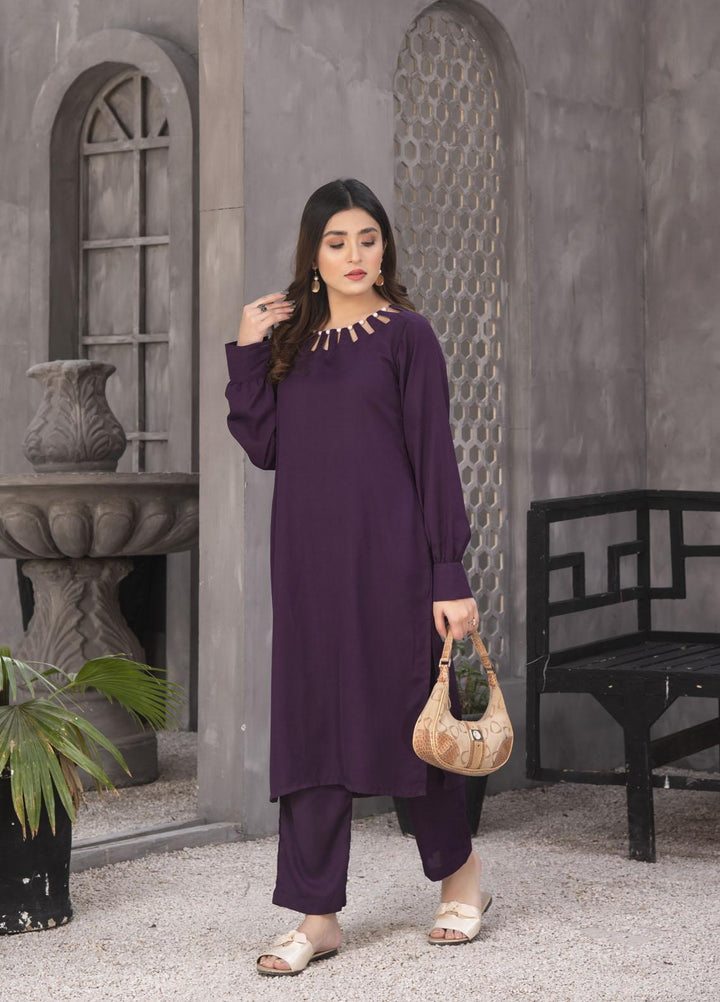 Nazmina Casual Pret  Georgette 2 Piece Dress NZ23SP KP-241 Purple Shark