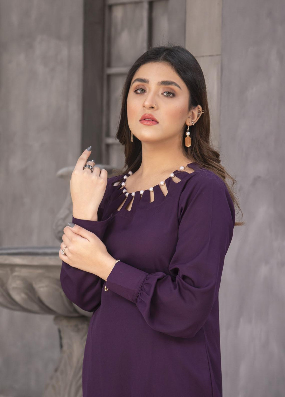 Nazmina Casual Pret  Georgette 2 Piece Dress NZ23SP KP-241 Purple Shark