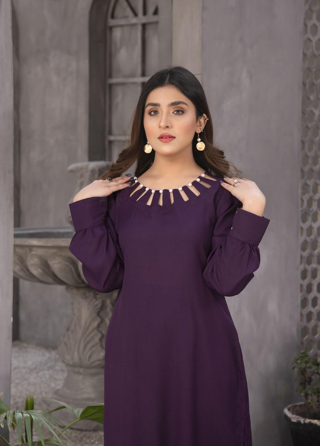 Nazmina Casual Pret  Georgette 2 Piece Dress NZ23SP KP-241 Purple Shark