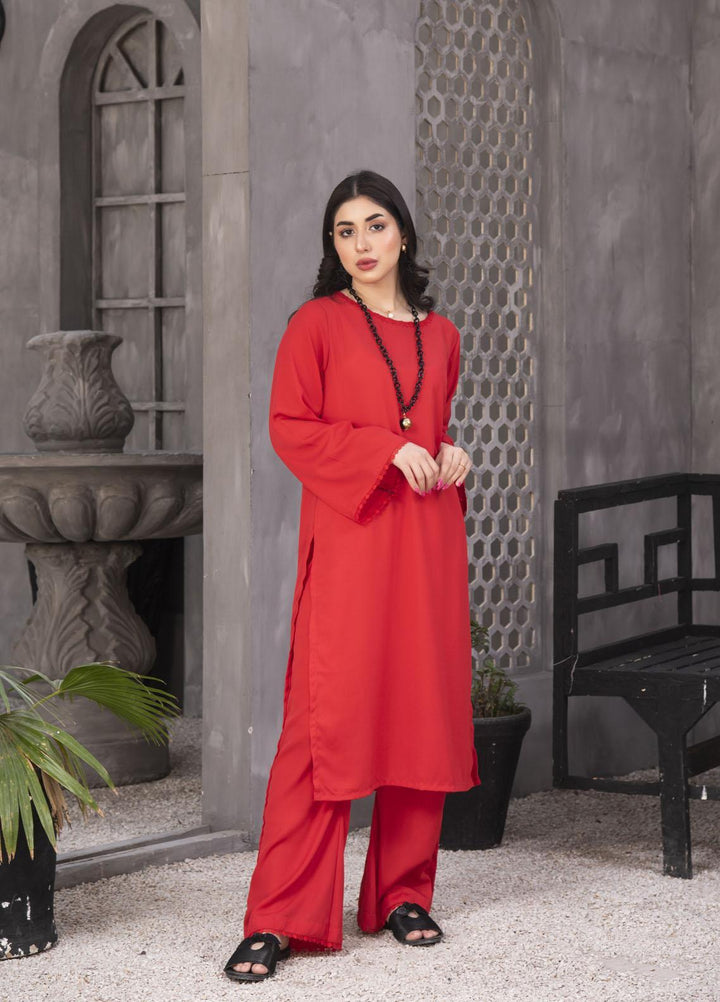 Nazmina Casual Pret  Georgette 2 Piece Dress NZ23SP KP-243 Blood Red