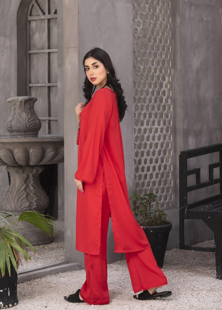 Nazmina Casual Pret  Georgette 2 Piece Dress NZ23SP KP-243 Blood Red