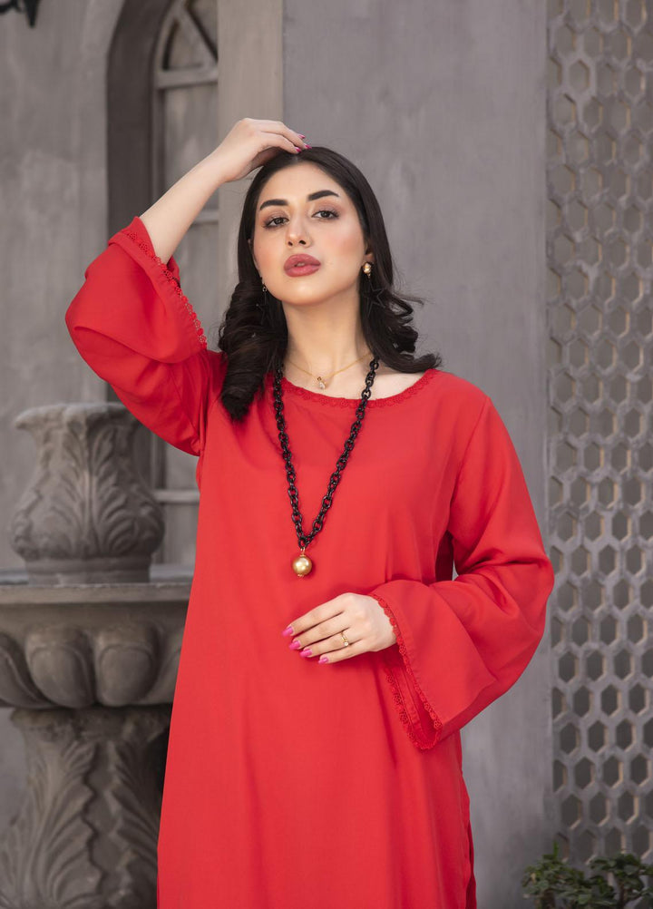 Nazmina Casual Pret  Georgette 2 Piece Dress NZ23SP KP-243 Blood Red