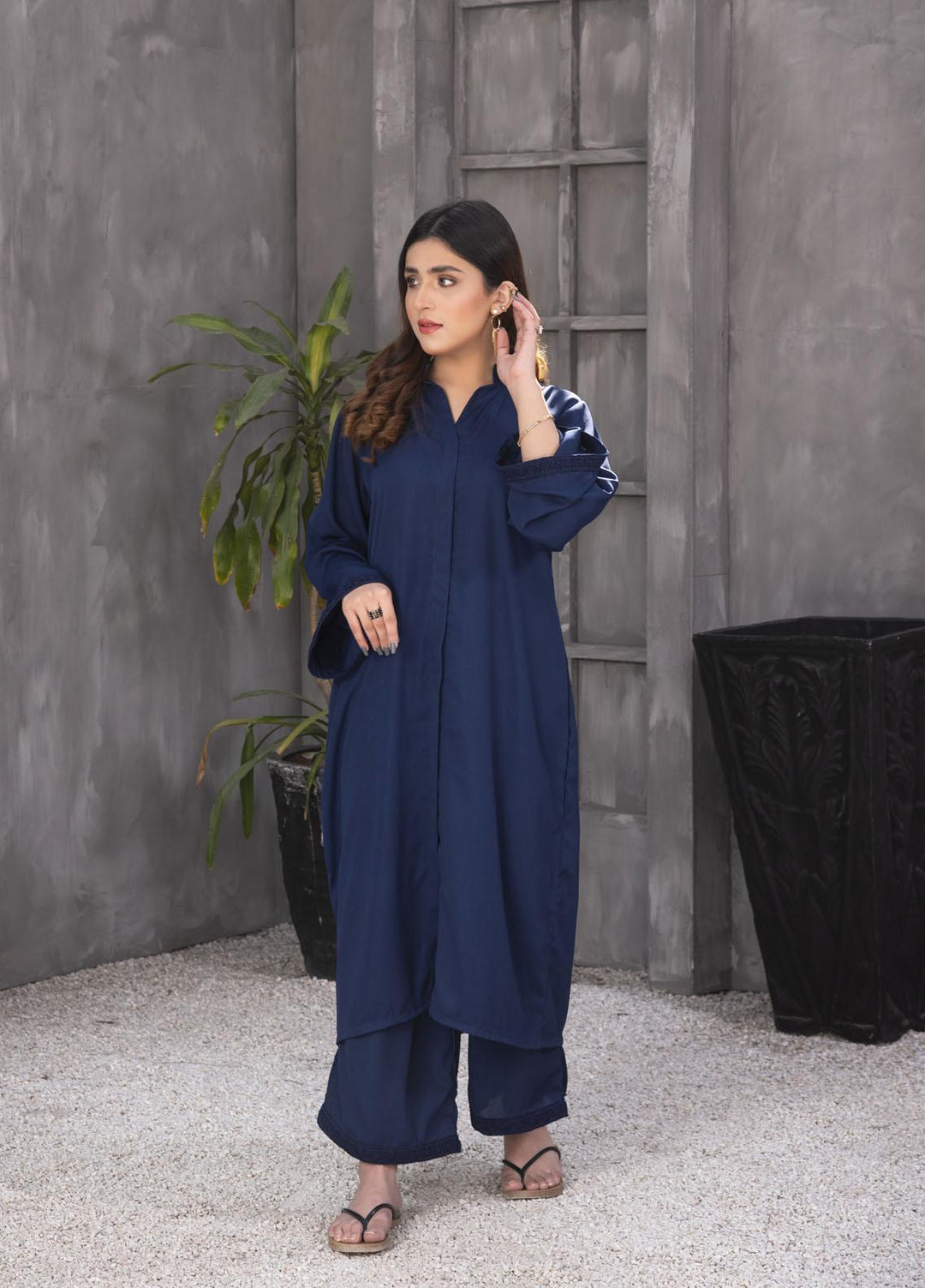 Nazmina Casual Pret  Georgette 2 Piece Dress NZ23SP KP-250 Midnight Blue