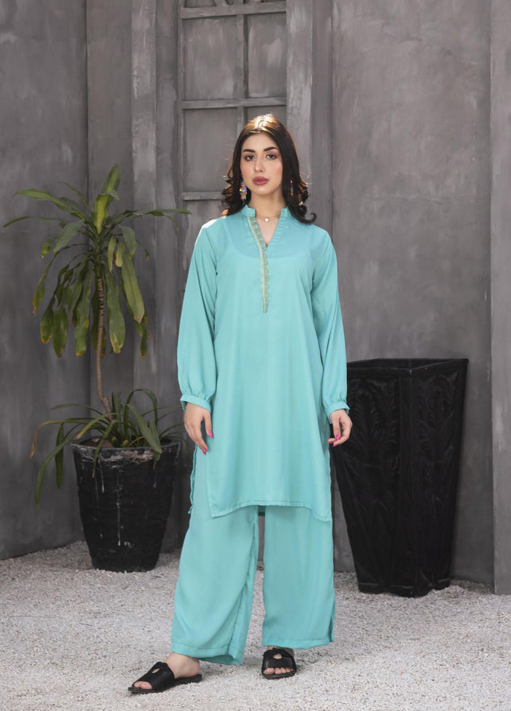 Nazmina Casual Pret  Georgette 2 Piece Dress NZ23SP KP-244 Pacific Sky
