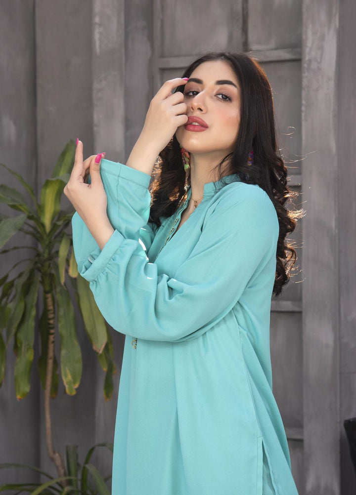 Nazmina Casual Pret  Georgette 2 Piece Dress NZ23SP KP-244 Pacific Sky