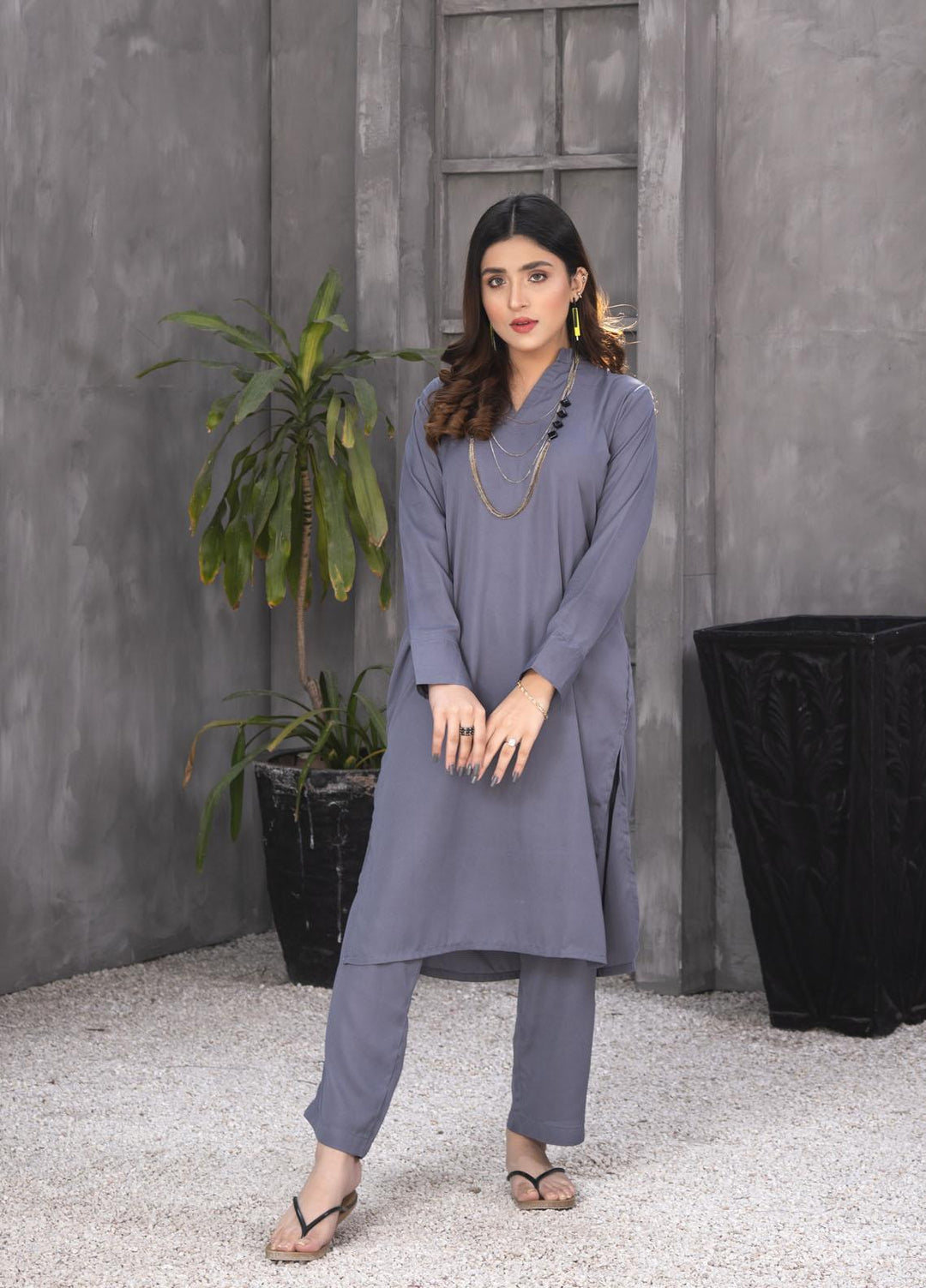 Nazmina Casual Pret  Georgette 2 Piece Dress NZ23SP KP-242 Metal