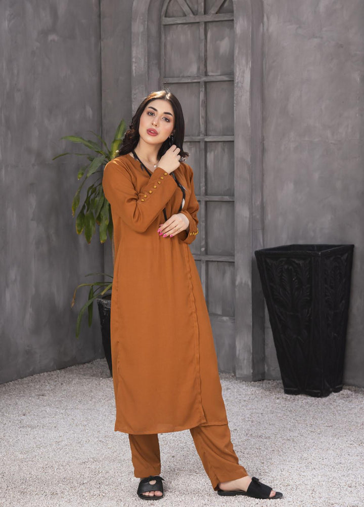 Nazmina Casual Pret  Georgette 2 Piece Dress NZ23SP KP-247 Pecan Dash