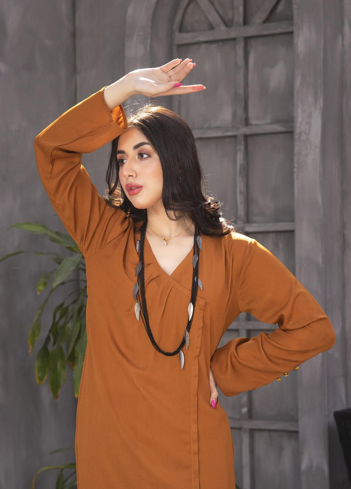 Nazmina Casual Pret  Georgette 2 Piece Dress NZ23SP KP-247 Pecan Dash