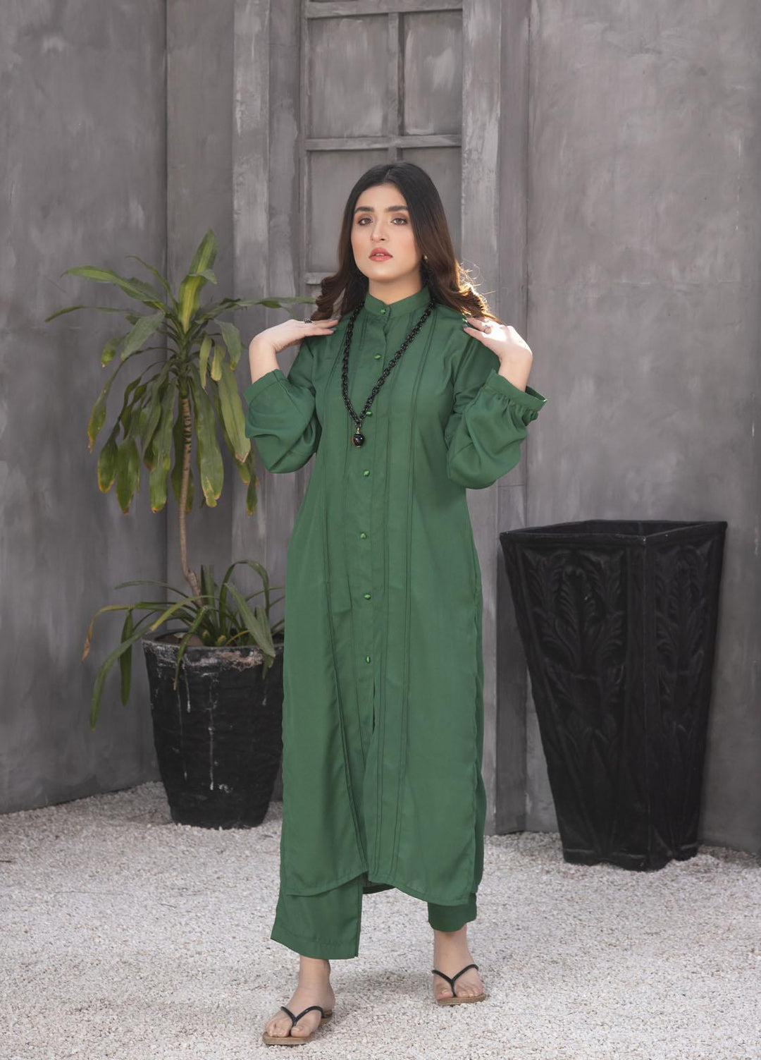 Nazmina Casual Pret  Georgette 2 Piece Dress NZ23SP KP-246 Green Shine