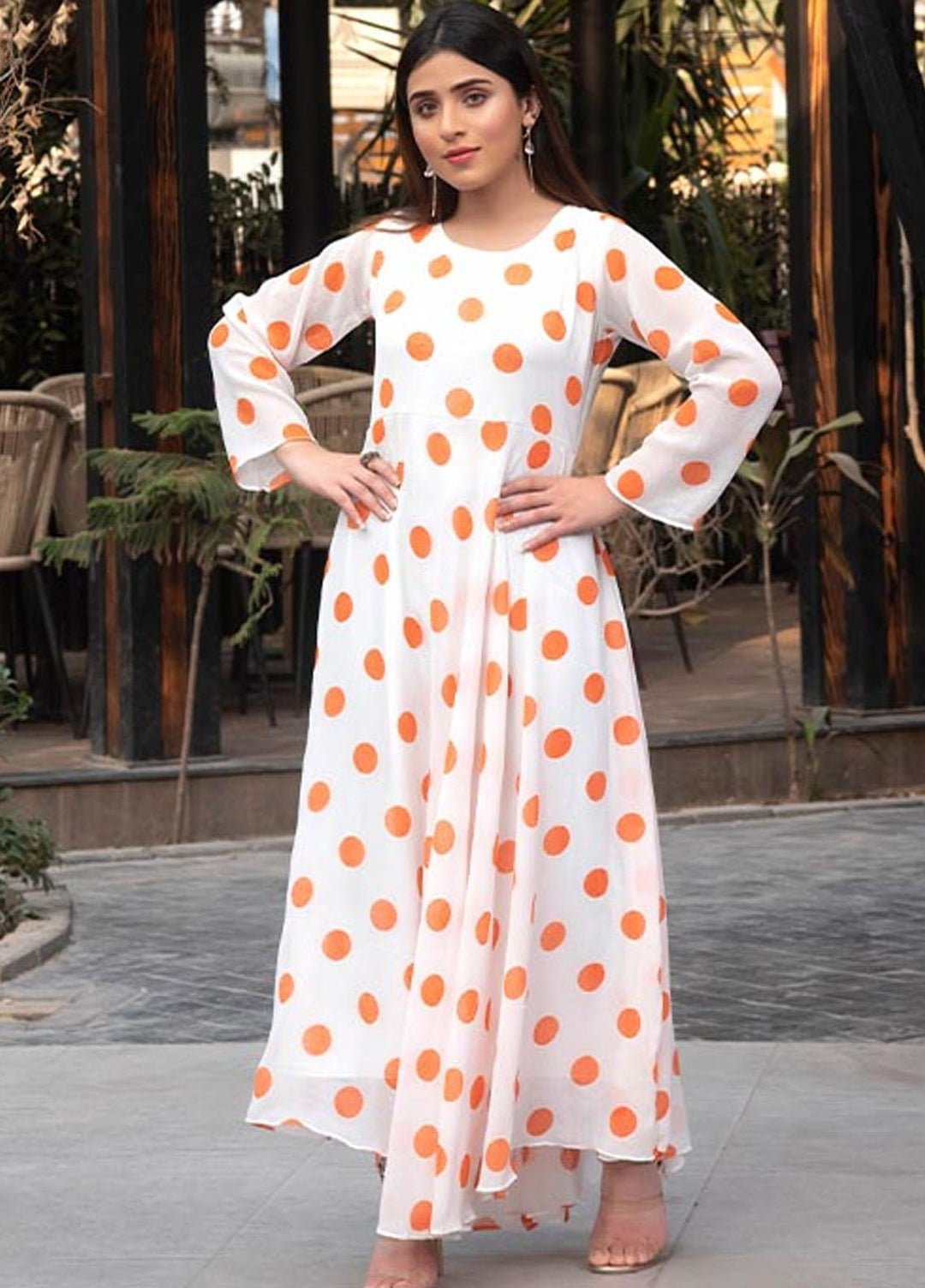 Nazmina Pret  Chiffon Western Dress NZ23TSN FIRE BALLS FR-575