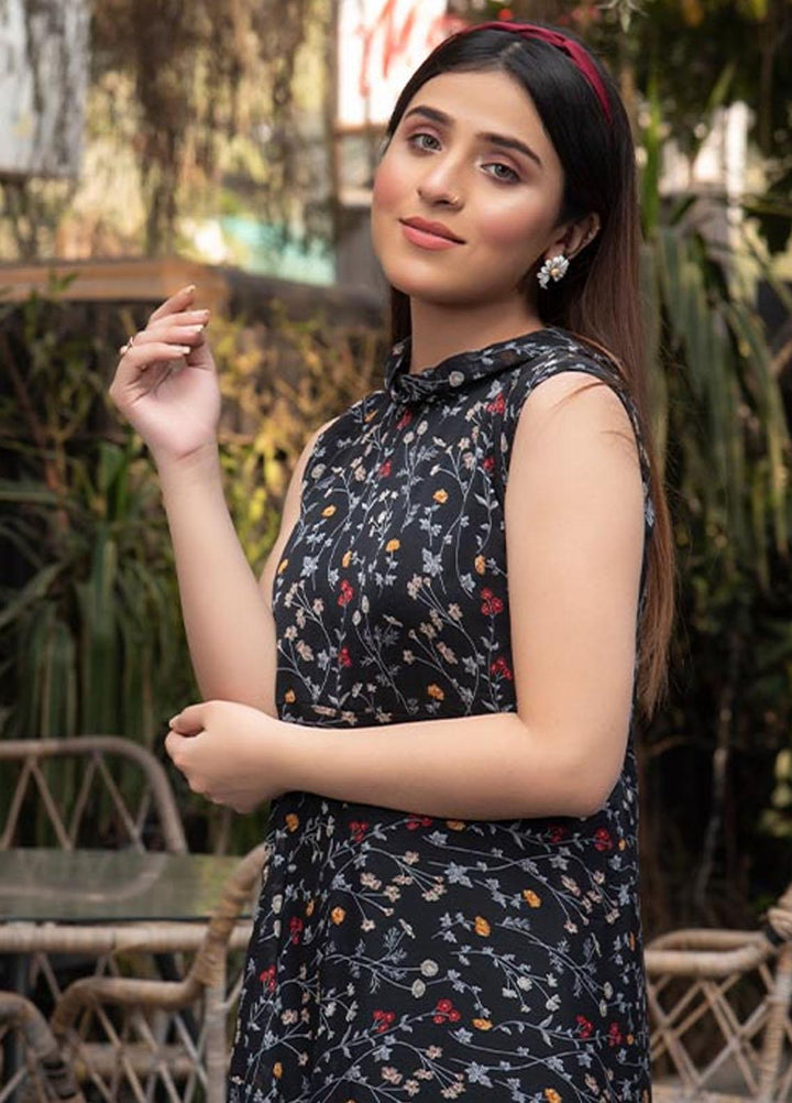 Nazmina Pret  Chiffon Western Dress NZ23TSN BLACK PETALUM FR-581