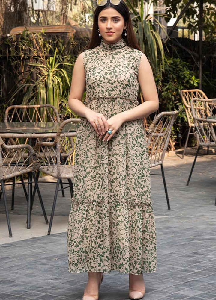 Nazmina Pret  Chiffon Western Dress NZ23TSN VERDANT PETALS FR-584