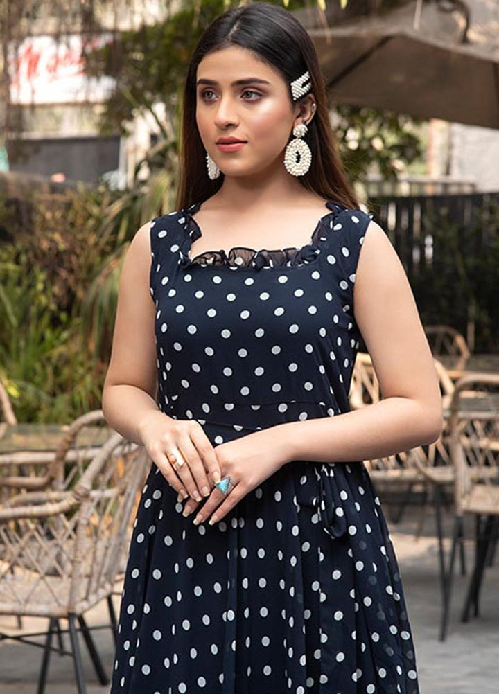 Nazmina Pret  Chiffon Western Dress NZ23TSN WHITE PEARLS FR-589