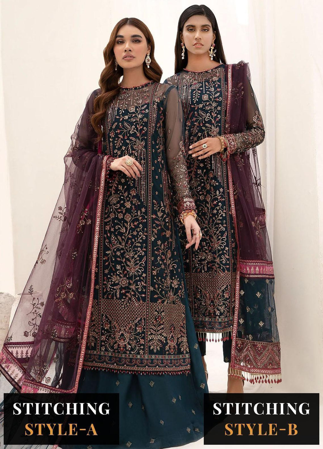Nazneen By Zarif Embroidered Net Suits Unstitched 3 Piece ZR25UF ZN 01 Glory - Luxury Formal Collection