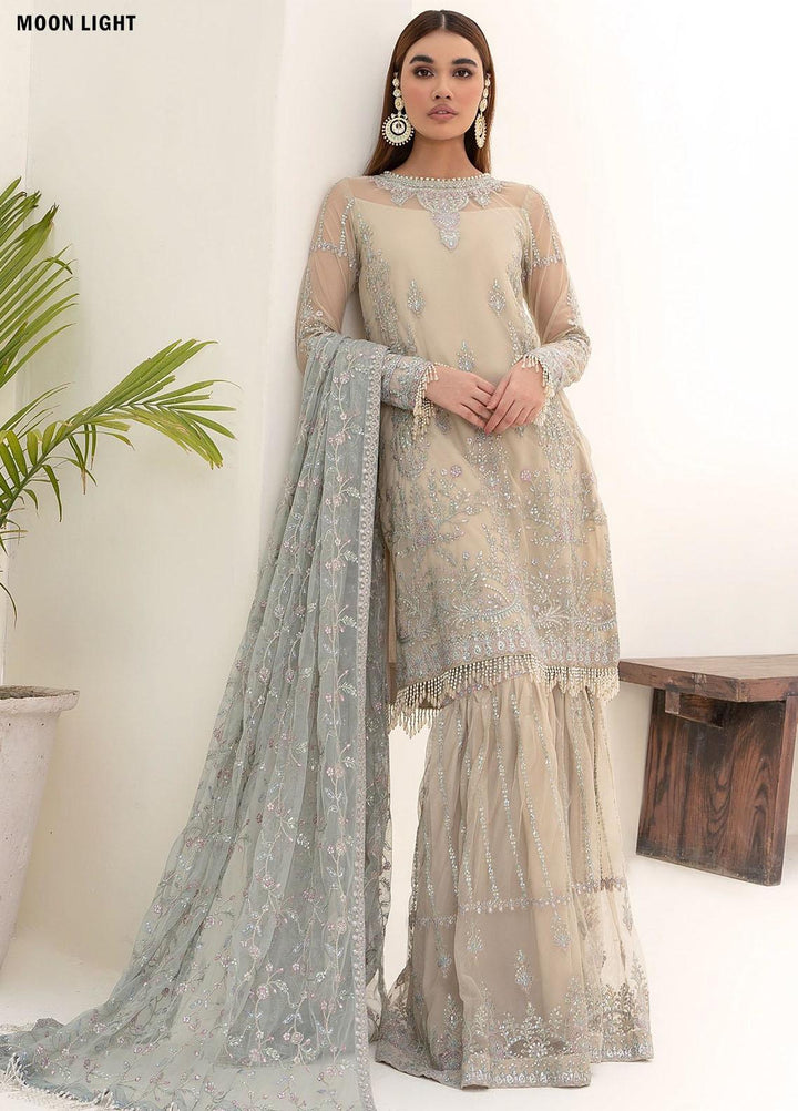 Nazneen By Zarif Embroidered Net Suits Unstitched 4 Piece ZR25UF ZN 04 Moon Light - Luxury Formal Collection