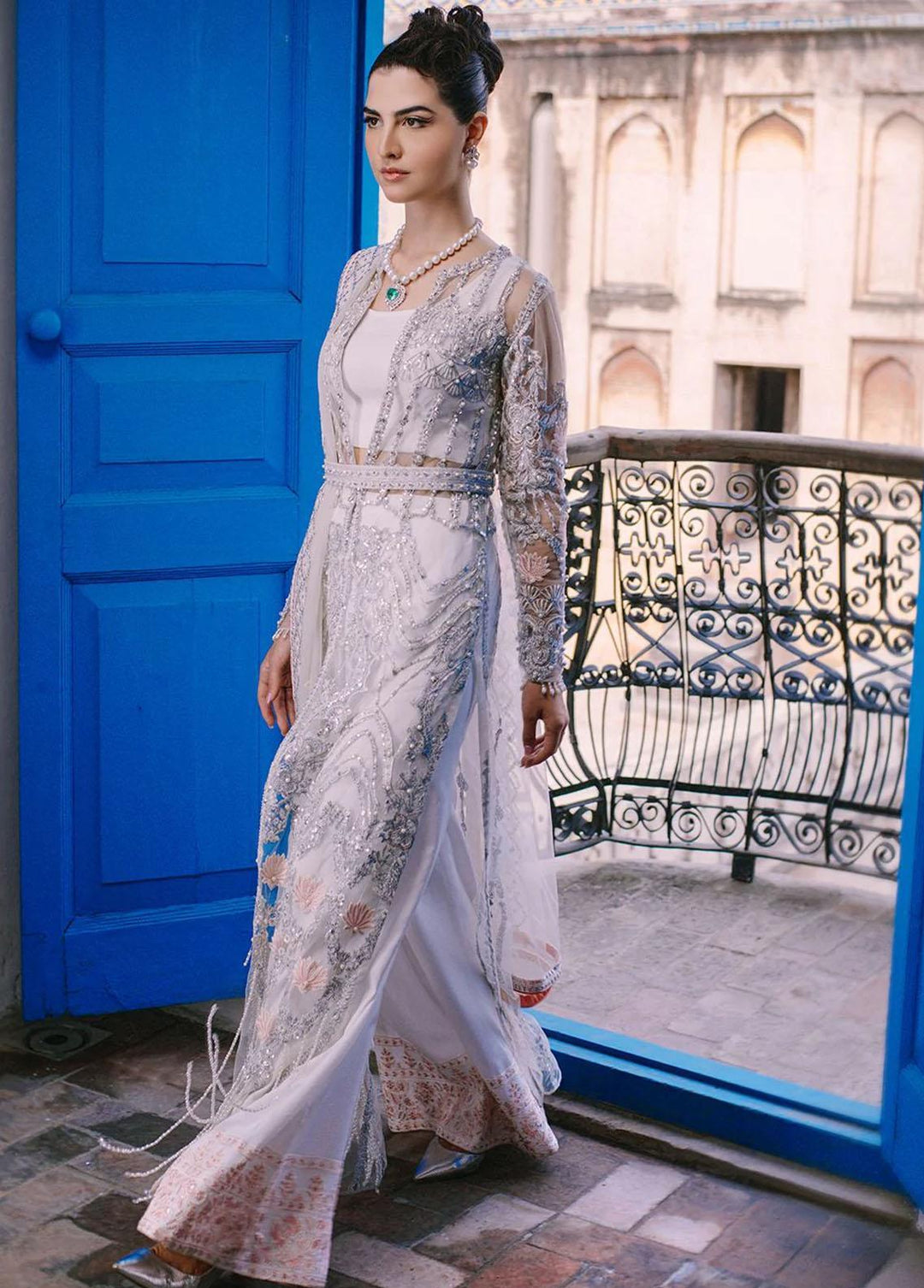 Nazni By Saira Rizwan Embroidered Net Suits Unstitched 3 Piece SR22N SR-01 MALIA - Luxury Collection