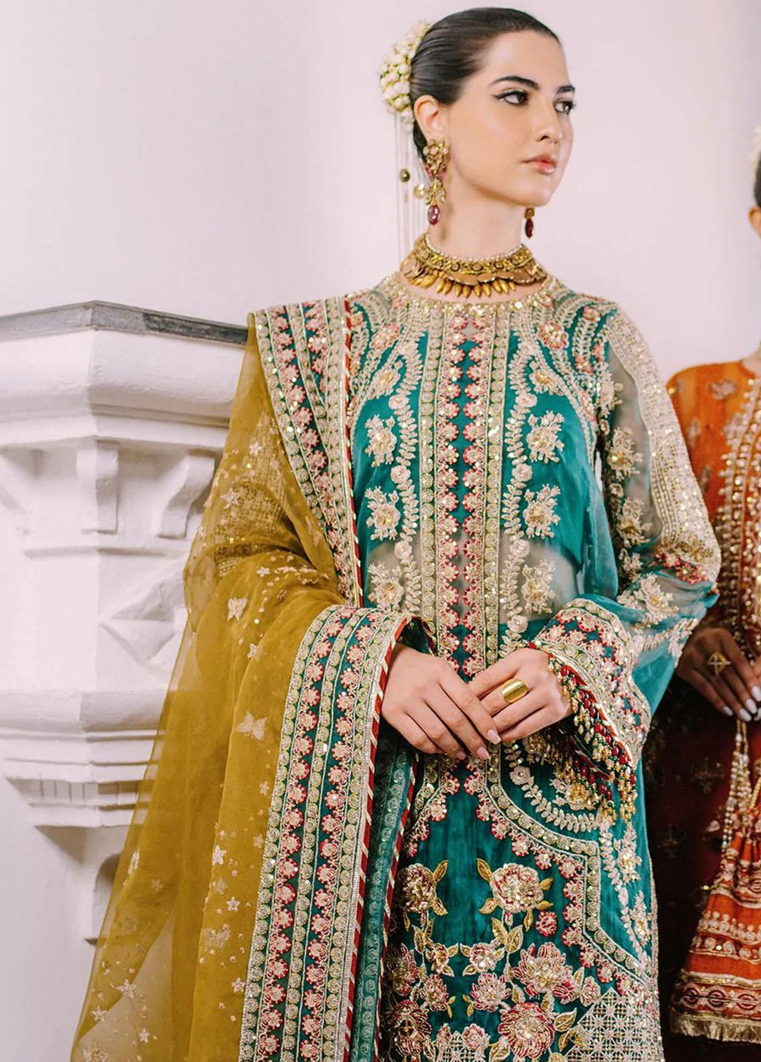Nazni By Saira Rizwan Embroidered Organza Suits Unstitched 3 Piece SR22N SR-04 AYANEH - Luxury Collection