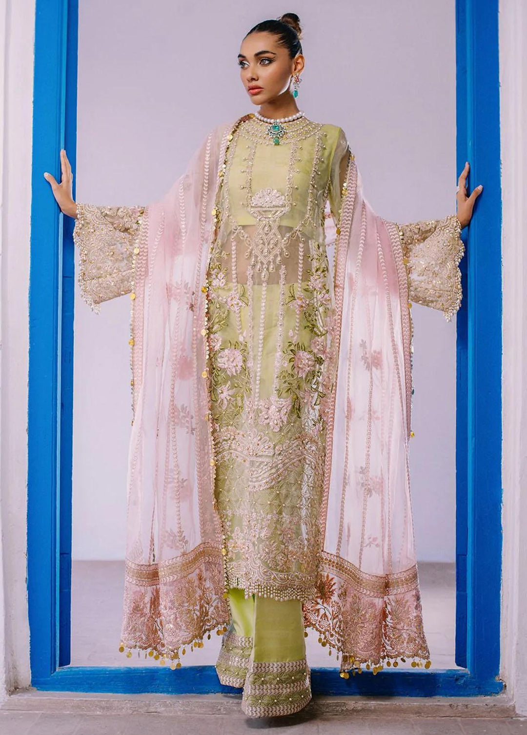Nazni By Saira Rizwan Embroidered Organza Suits Unstitched 3 Piece SR22N SR-05 PARISHEY - Luxury Collection