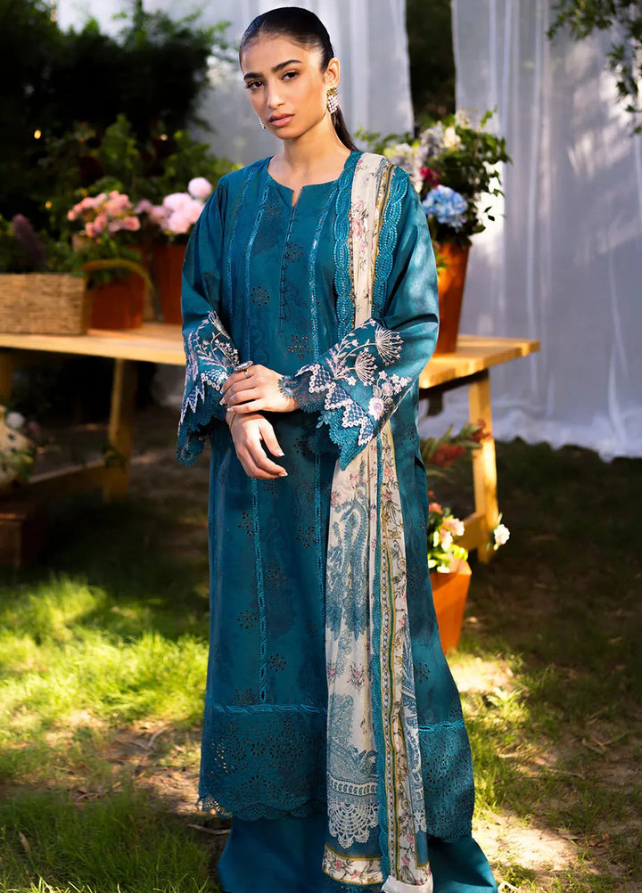 Neeshay Embroidered Lawn Suit Unstitched 3 Piece NSH24P Lagoon - Summer Collection