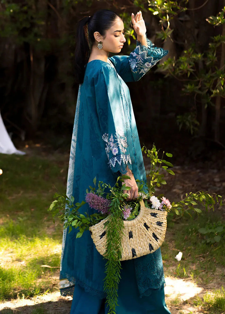 Neeshay Embroidered Lawn Suit Unstitched 3 Piece NSH24P Lagoon - Summer Collection