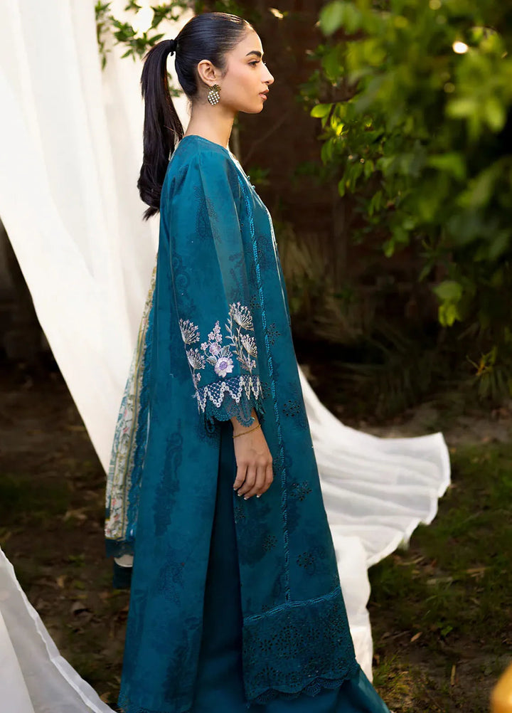 Neeshay Embroidered Lawn Suit Unstitched 3 Piece NSH24P Lagoon - Summer Collection