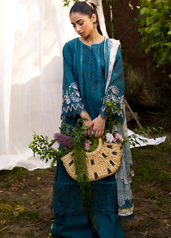 Neeshay Embroidered Lawn Suit Unstitched 3 Piece NSH24P Lagoon - Summer Collection