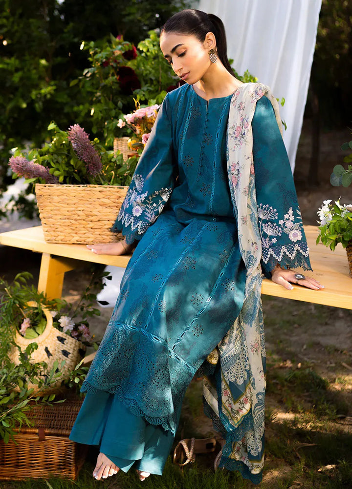 Neeshay Embroidered Lawn Suit Unstitched 3 Piece NSH24P Lagoon - Summer Collection