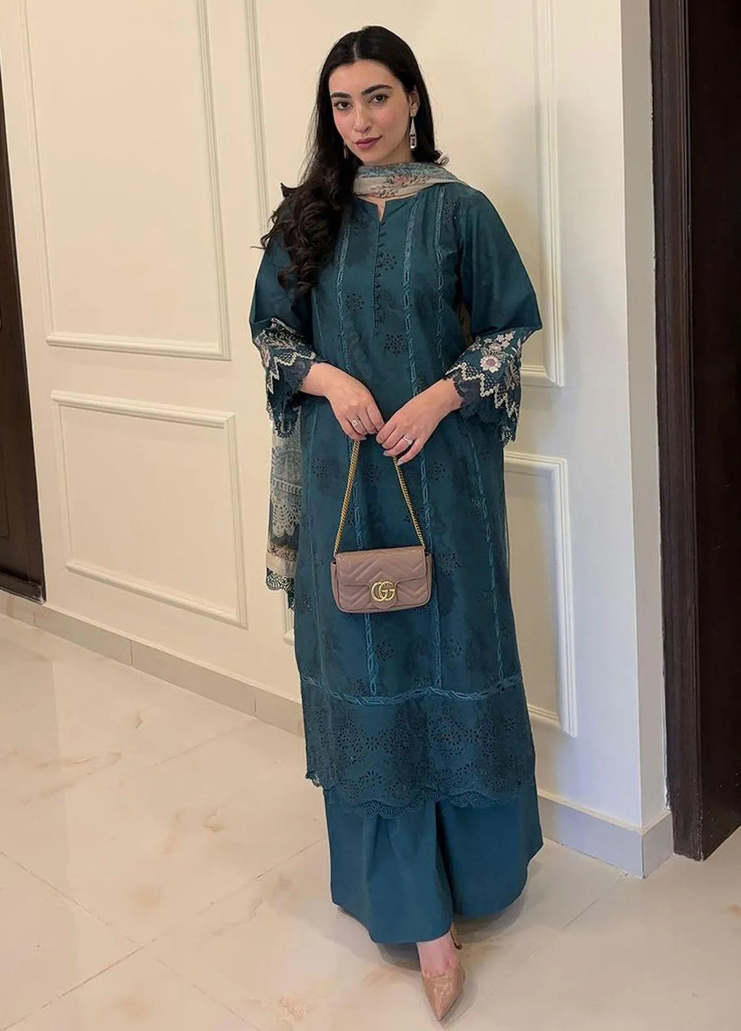 Neeshay Embroidered Lawn Suit Unstitched 3 Piece NSH24P Lagoon - Summer Collection