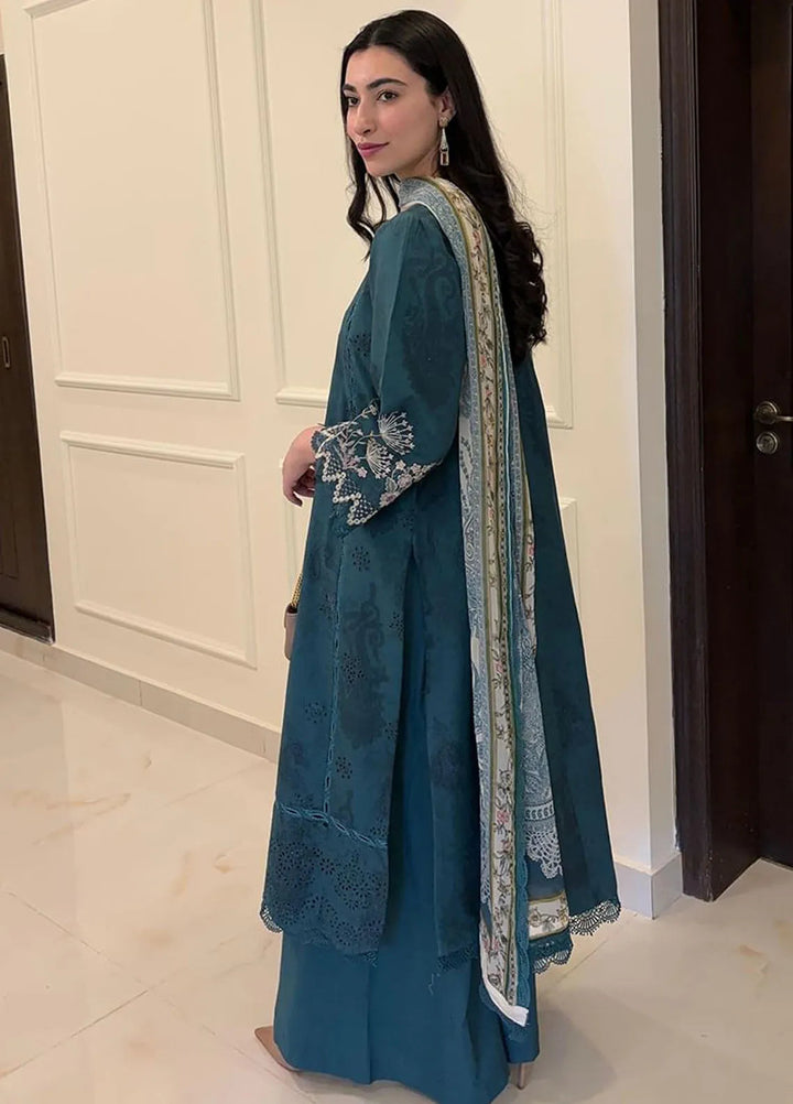 Neeshay Embroidered Lawn Suit Unstitched 3 Piece NSH24P Lagoon - Summer Collection