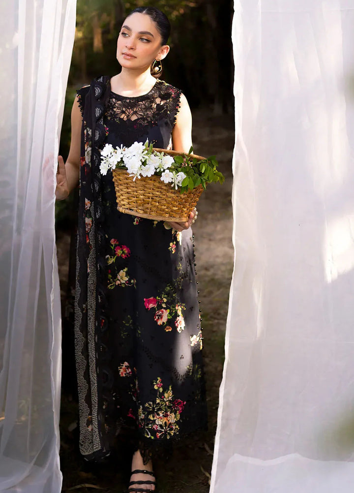 Neeshay Embroidered Lawn Suit Unstitched 3 Piece NSH24P Noir - Summer Collection