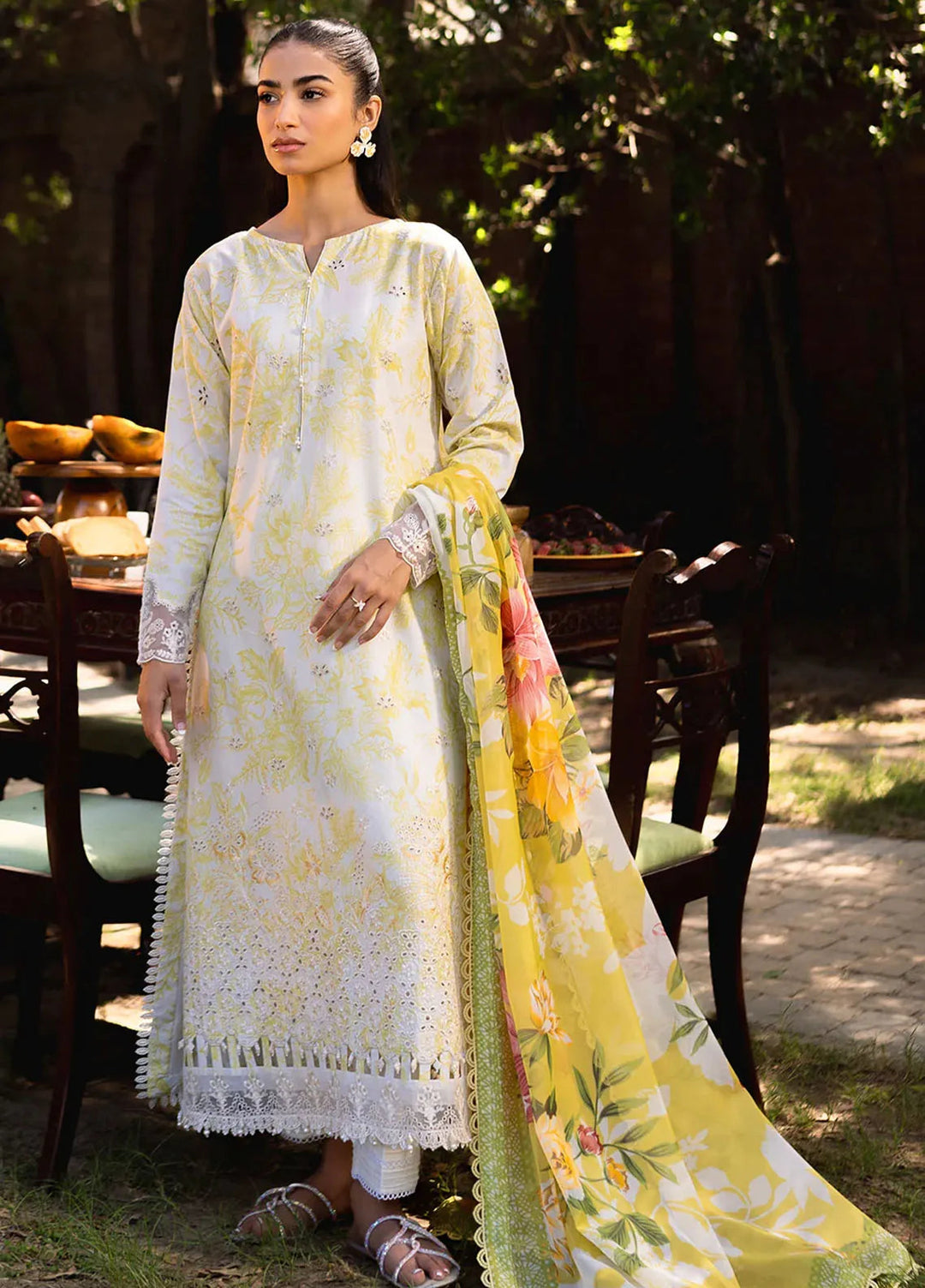 Neeshay Embroidered Lawn Suit Unstitched 3 Piece NSH24P Olivine - Summer Collection