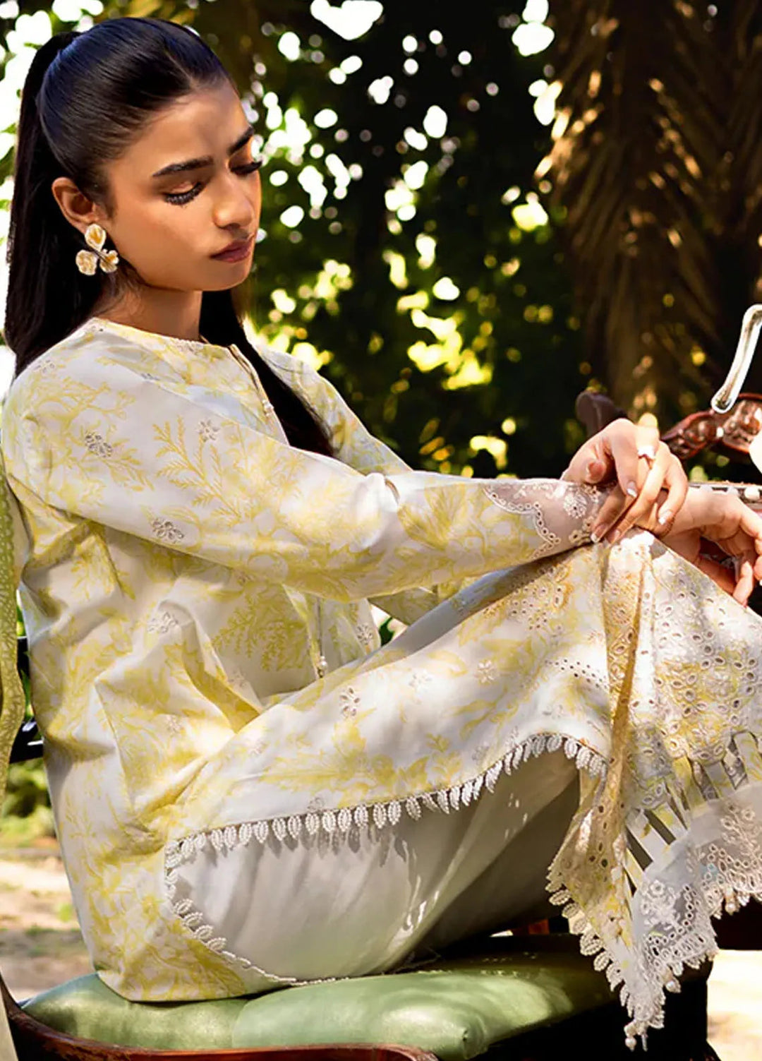 Neeshay Embroidered Lawn Suit Unstitched 3 Piece NSH24P Olivine - Summer Collection