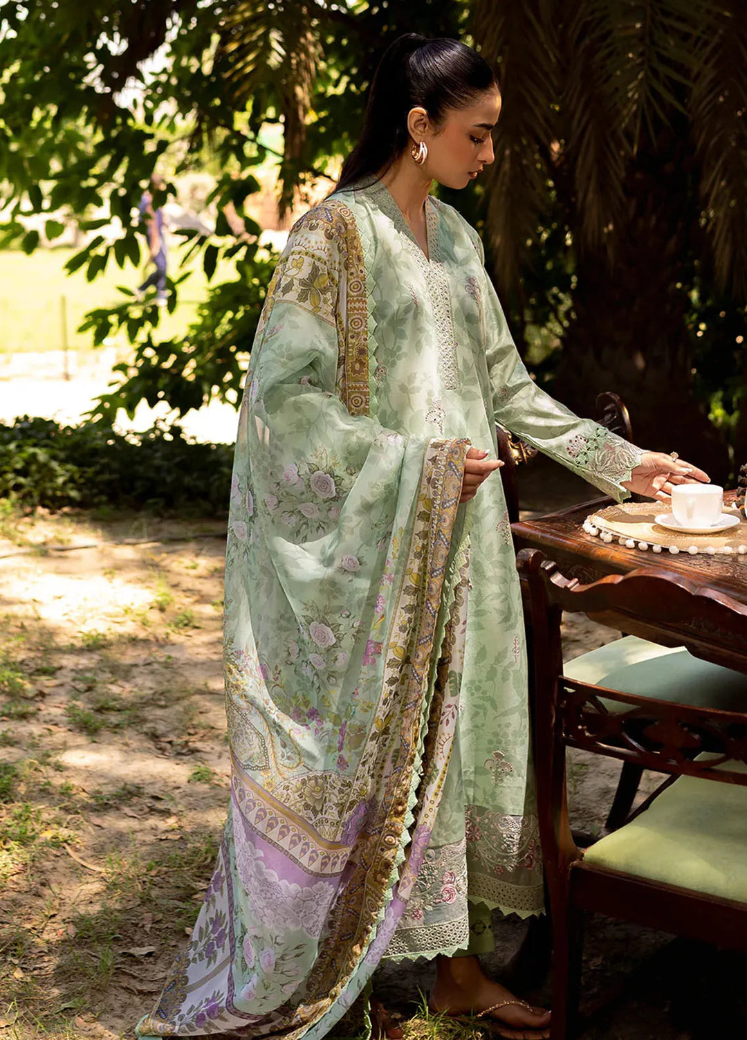 Neeshay Embroidered Lawn Suit Unstitched 3 Piece NSH24P Sage Brush - Summer Collection