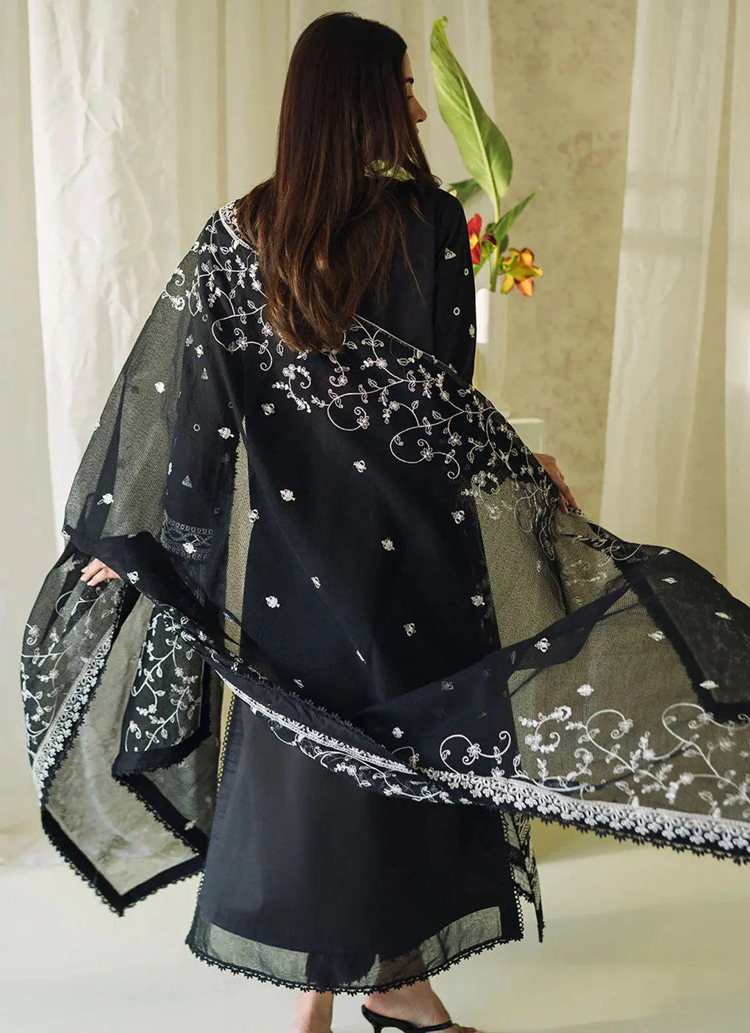 Neeshay Monochrome Embroidered Lawn Suit Unstitched 3 Piece NSH24M Elysian - Summer Collection