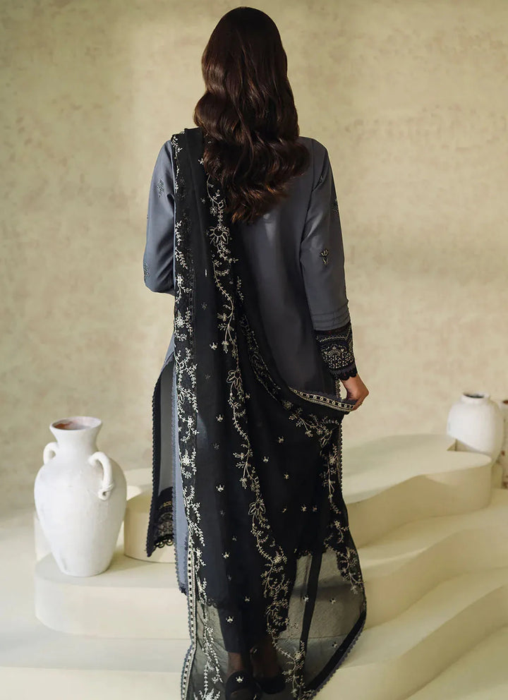 Neeshay Monochrome Embroidered Lawn Suit Unstitched 3 Piece NSH24M Fume - Summer Collection