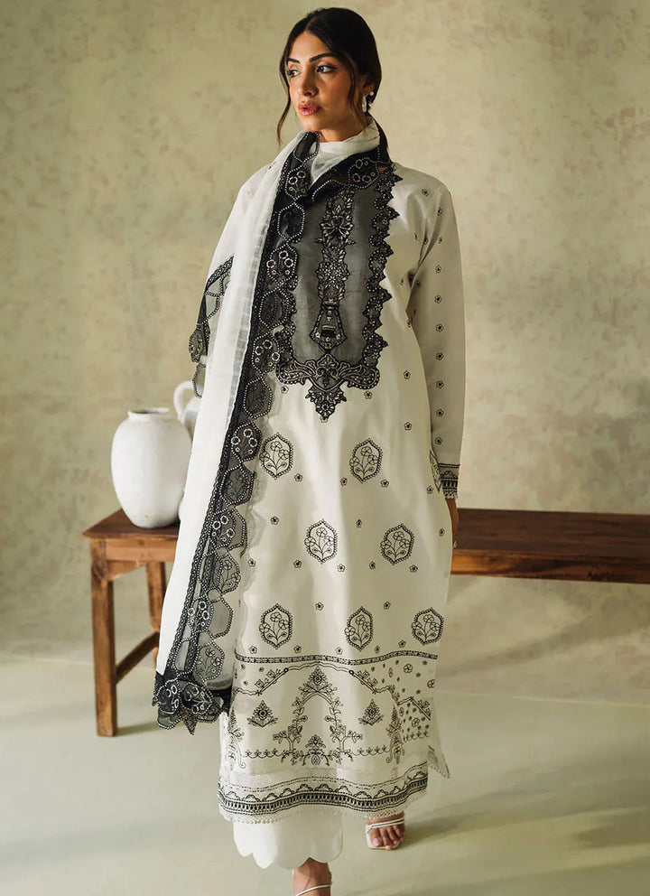 Neeshay Monochrome Embroidered Lawn Suit Unstitched 3 Piece NSH24M Lueur - Summer Collection