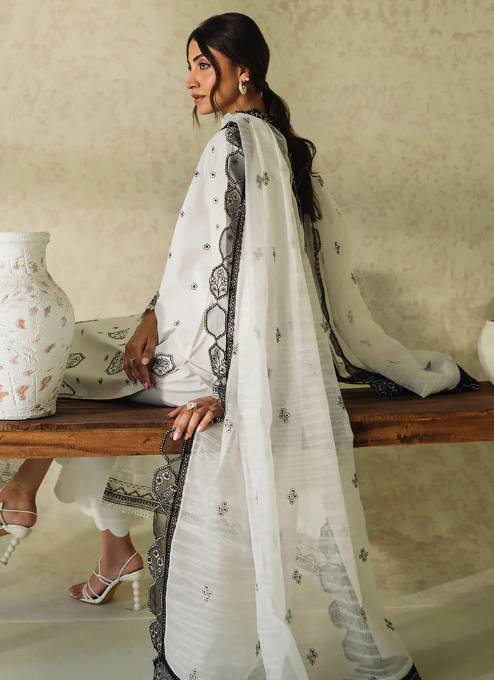 Neeshay Monochrome Embroidered Lawn Suit Unstitched 3 Piece NSH24M Lueur - Summer Collection