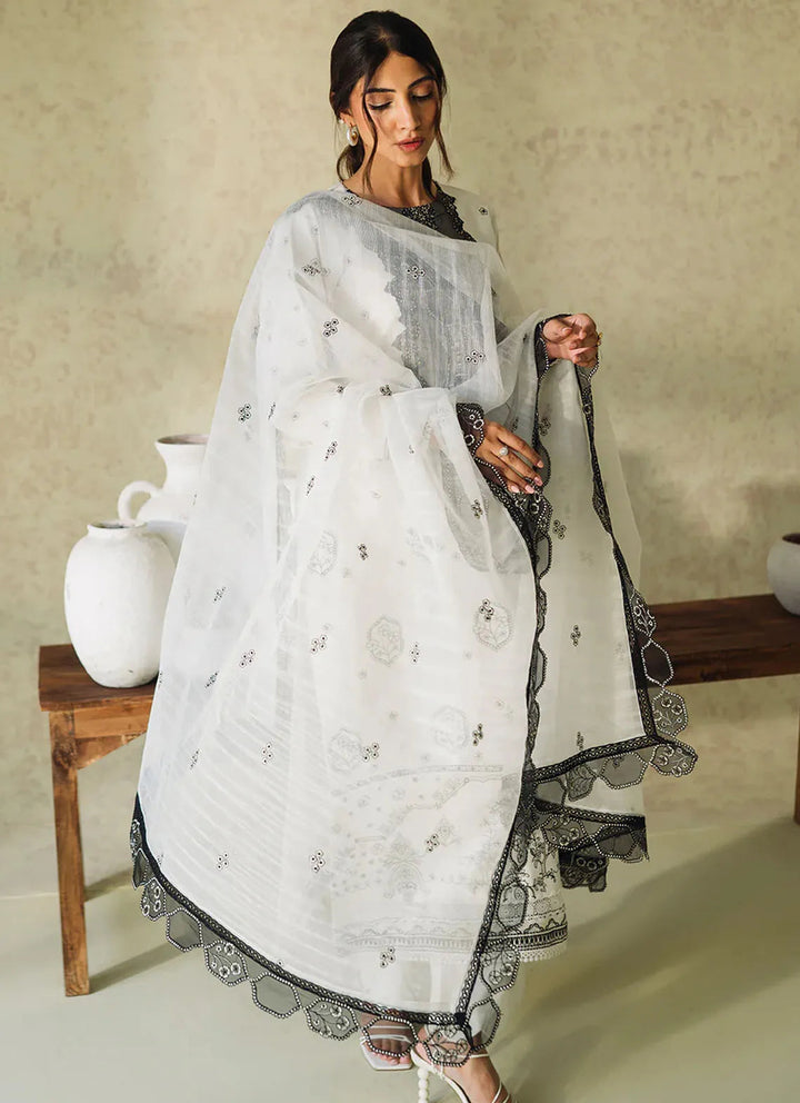 Neeshay Monochrome Embroidered Lawn Suit Unstitched 3 Piece NSH24M Lueur - Summer Collection