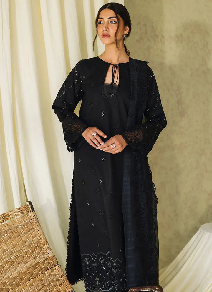 Neeshay Monochrome Embroidered Lawn Suit Unstitched 3 Piece NSH24M Midnight - Summer Collection