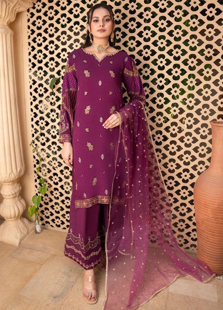 Shurooq Pret Embroidered Raw Silk 3 Piece Suit Nehel