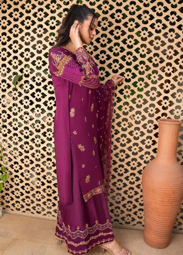 Shurooq Pret Embroidered Raw Silk 3 Piece Suit Nehel