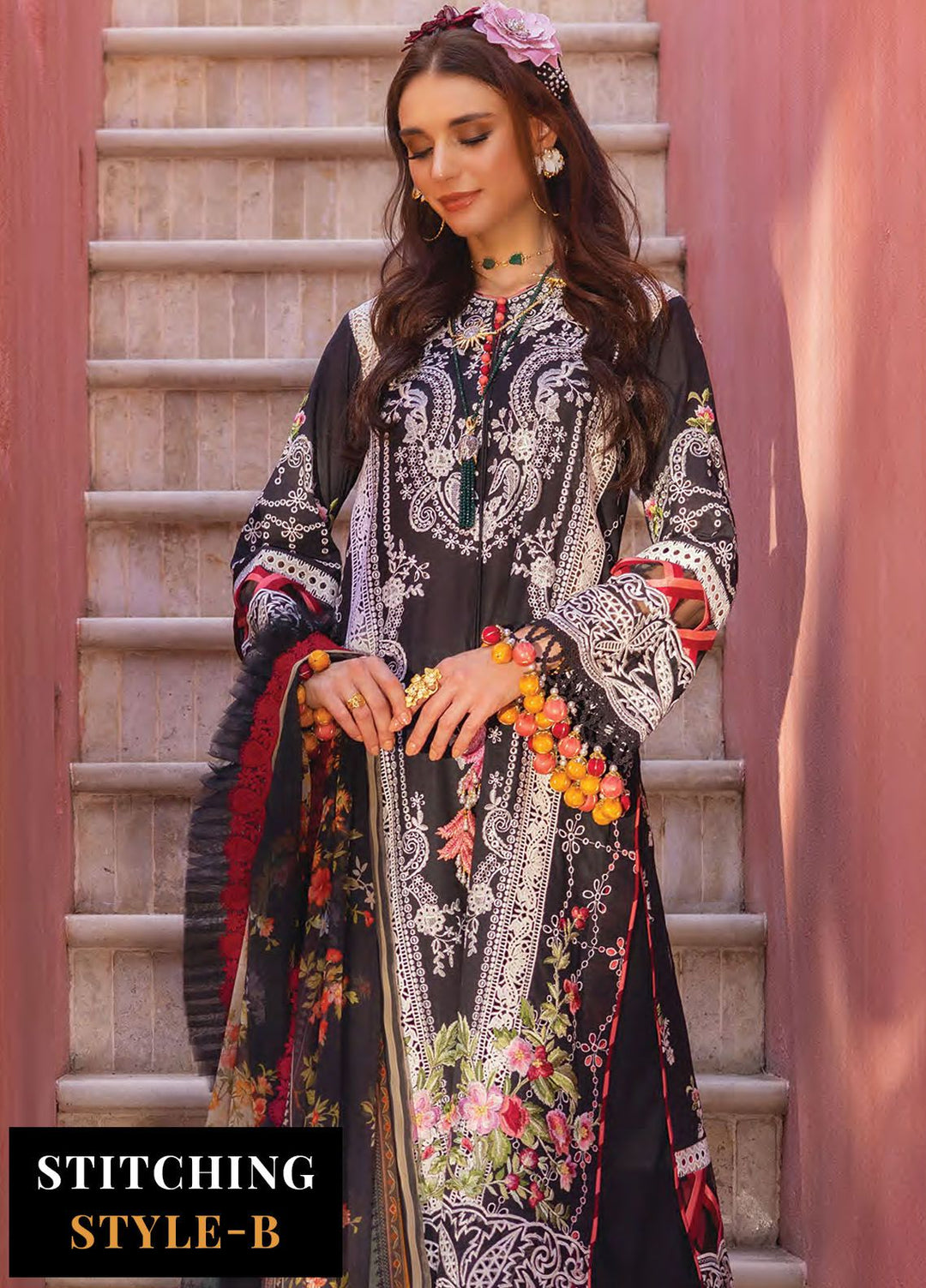 Neroli By Annus Abrar Embroidered Lawn Suit Unstitched 3 Piece ABR24NL AA-NLL24-01 - Luxury Summer Collection