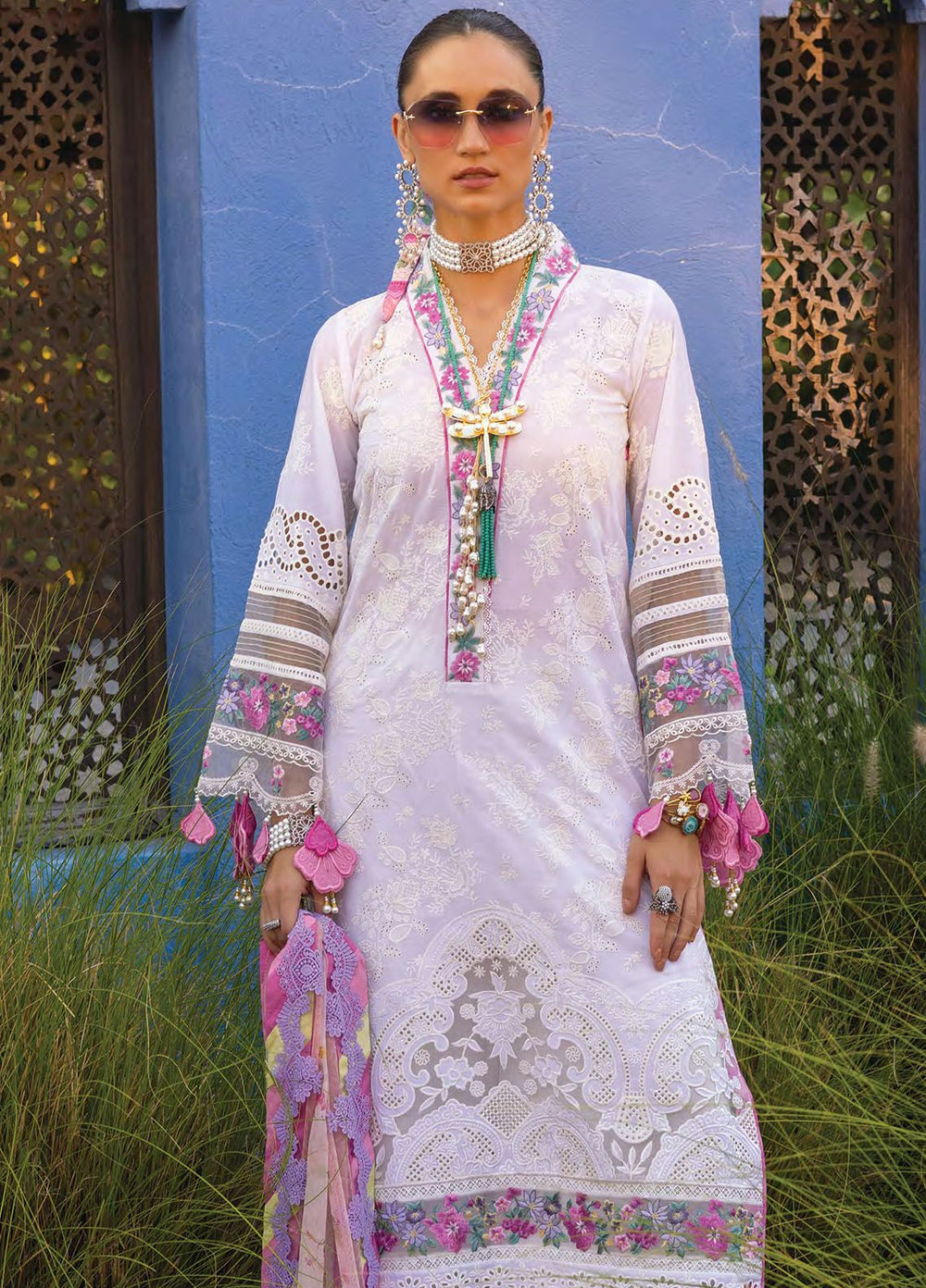Neroli By Annus Abrar Embroidered Lawn Suit Unstitched 3 Piece ABR24NL AA-NLL24-02 - Luxury Summer Collection