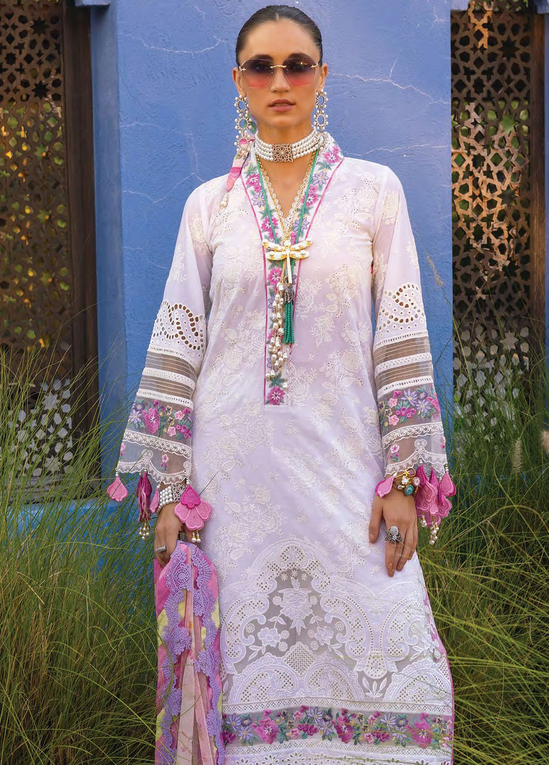 Neroli By Annus Abrar Embroidered Lawn Suit Unstitched 3 Piece ABR24NL AA-NLL24-02 - Luxury Summer Collection