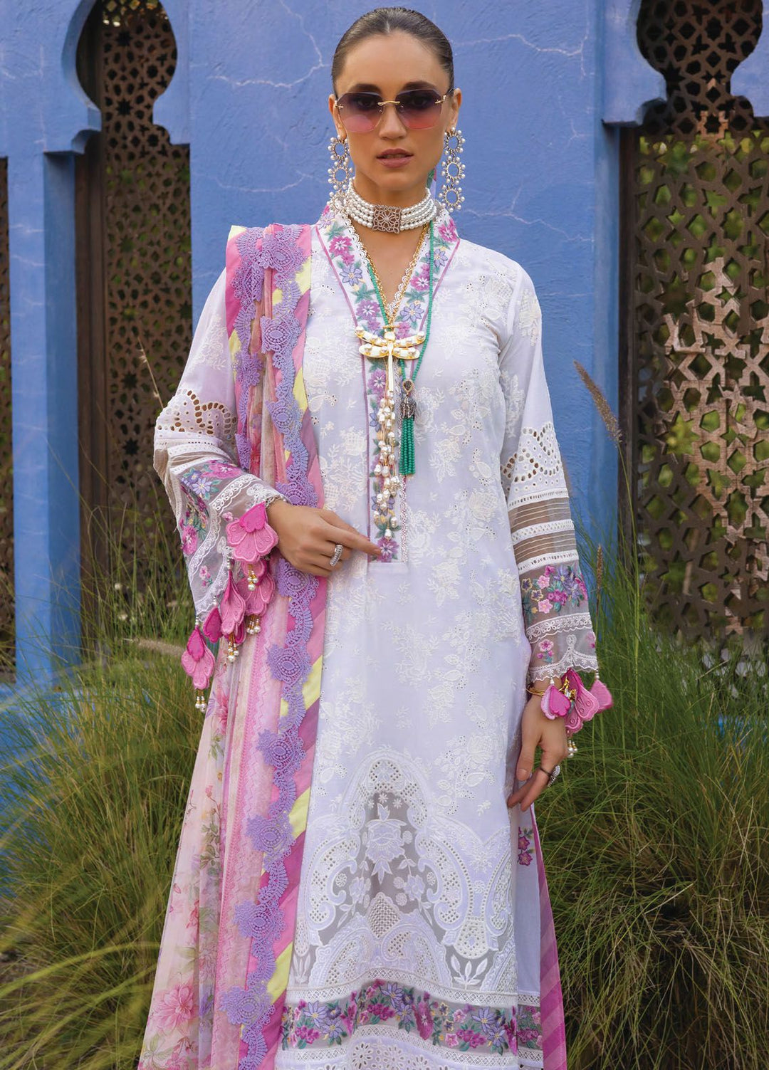 Neroli By Annus Abrar Embroidered Lawn Suit Unstitched 3 Piece ABR24NL AA-NLL24-02 - Luxury Summer Collection