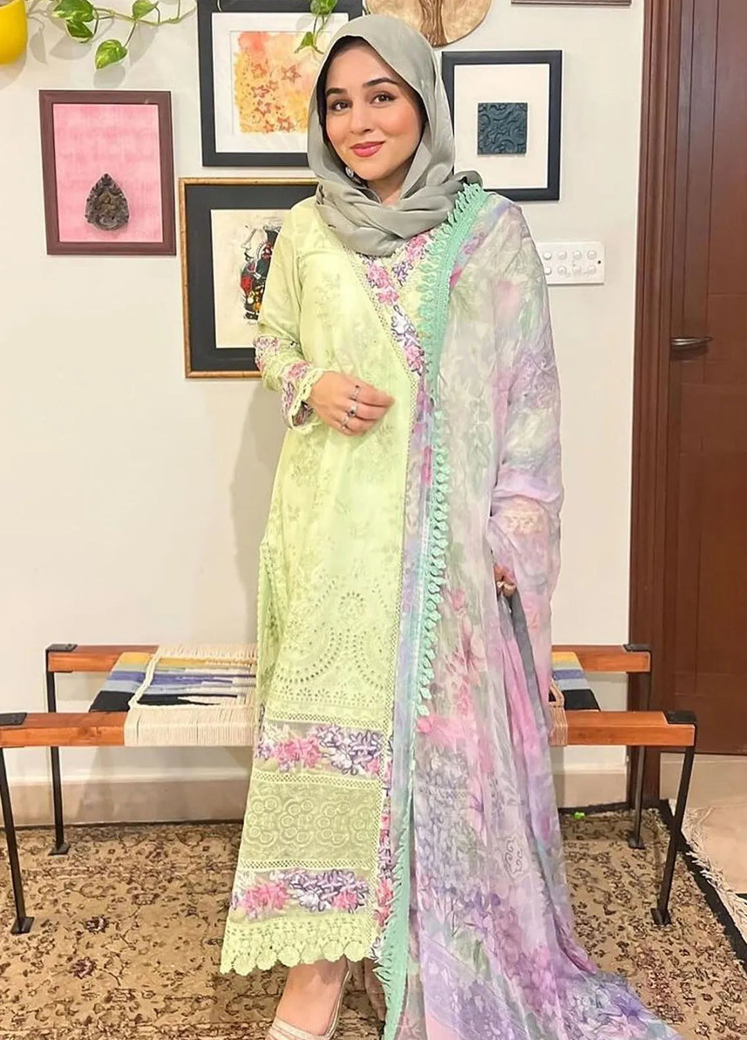 Neroli By Annus Abrar Embroidered Lawn Suit Unstitched 3 Piece ABR24NL AA-NLL24-03 - Luxury Summer Collection