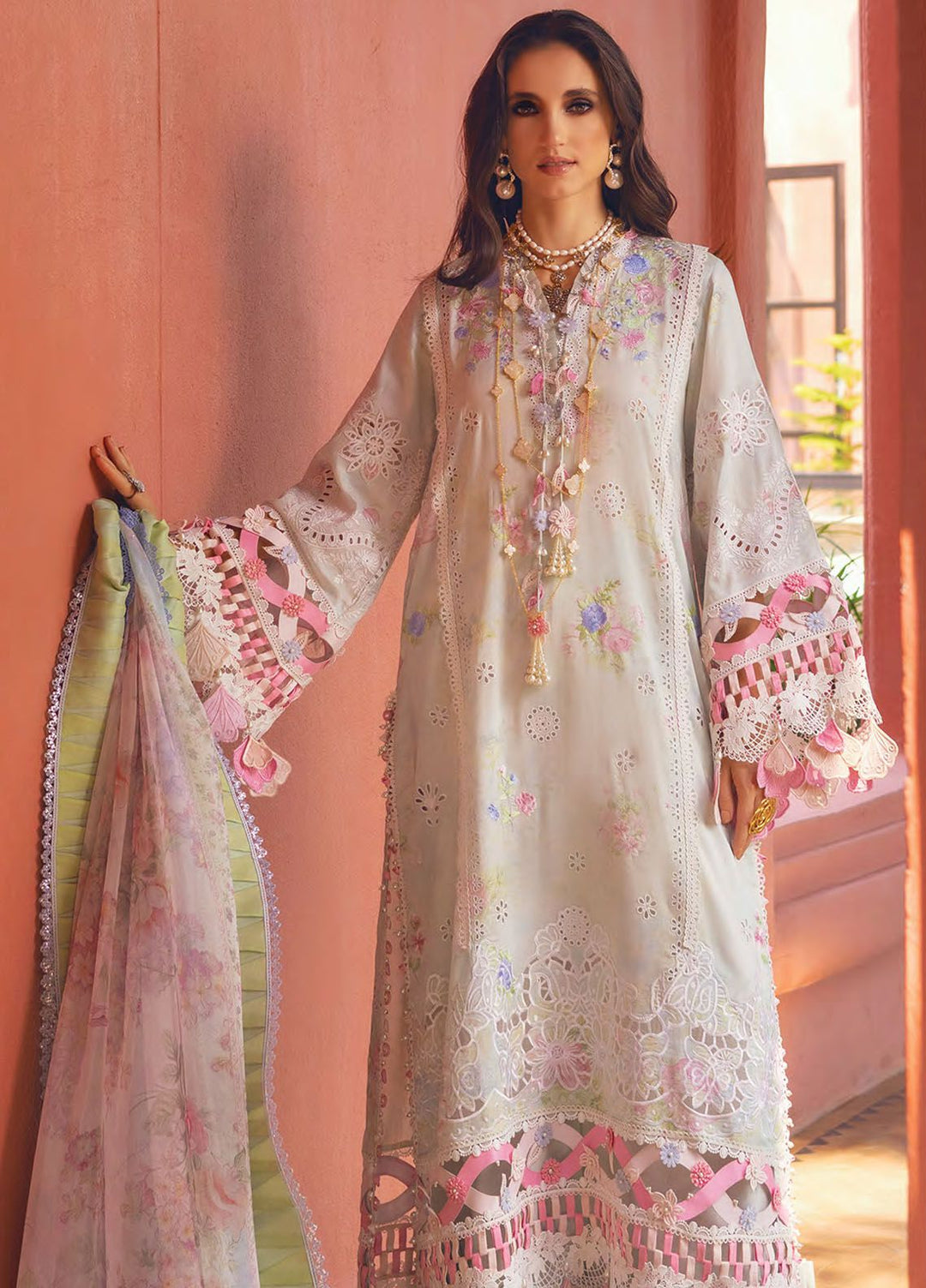 Neroli By Annus Abrar Embroidered Lawn Suit Unstitched 3 Piece ABR24NL AA-NLL24-04 - Luxury Summer Collection