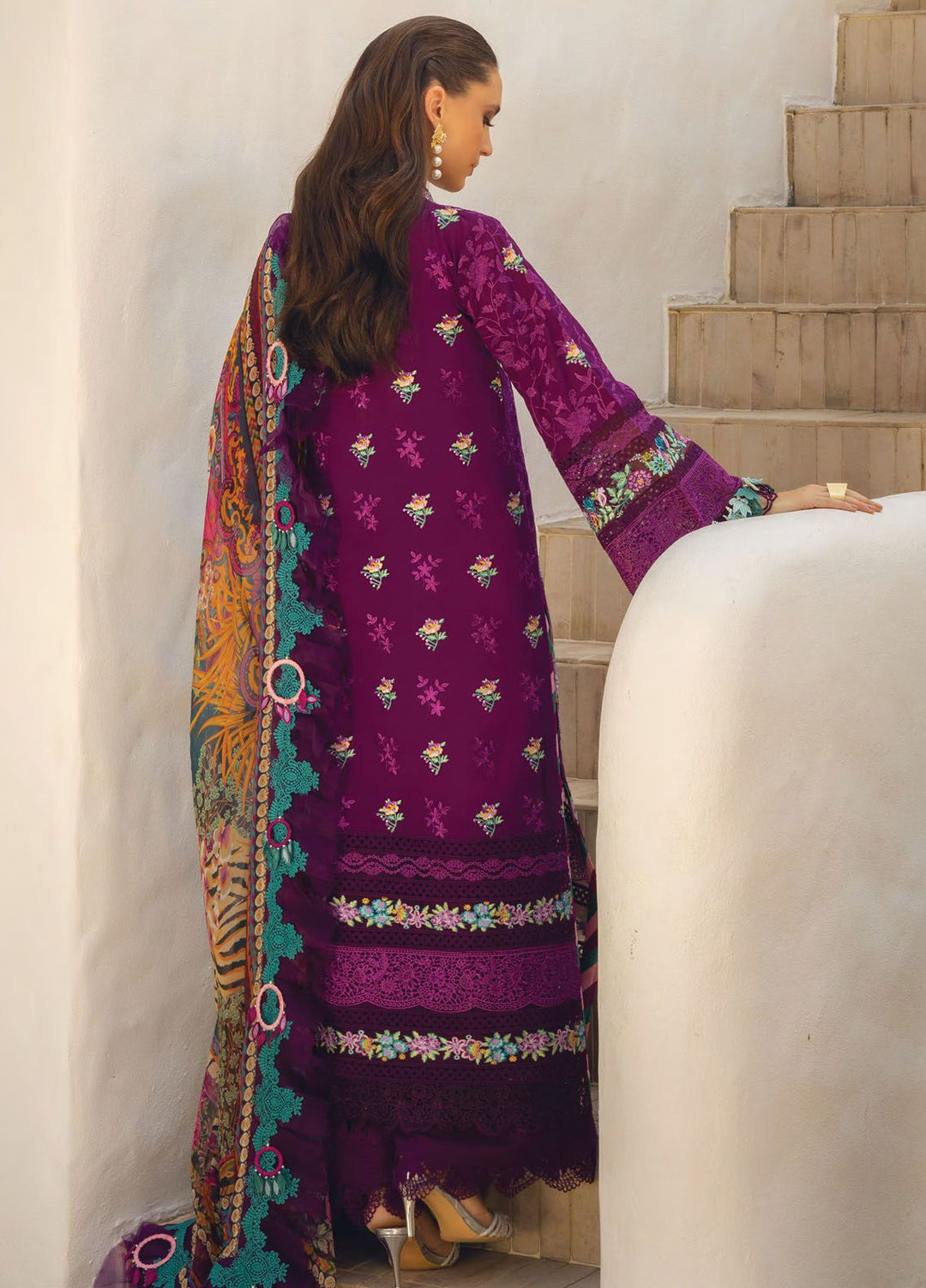 Neroli By Annus Abrar Embroidered Lawn Suit Unstitched 3 Piece ABR24NL AA-NLL24-07 - Luxury Summer Collection